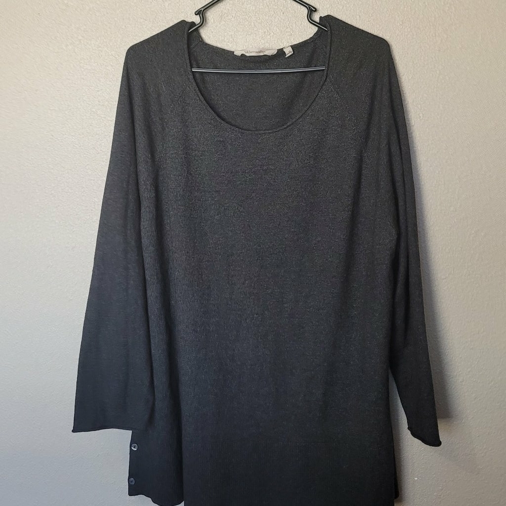 Soft Surroundings Scoop Beck Long Sleeve Tunic Top Charcoal Gray Size 1X Stretch